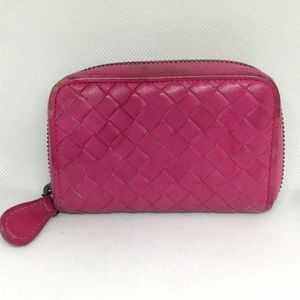 Bottega Veneta Intorechato Compact Pink Zip Wallet